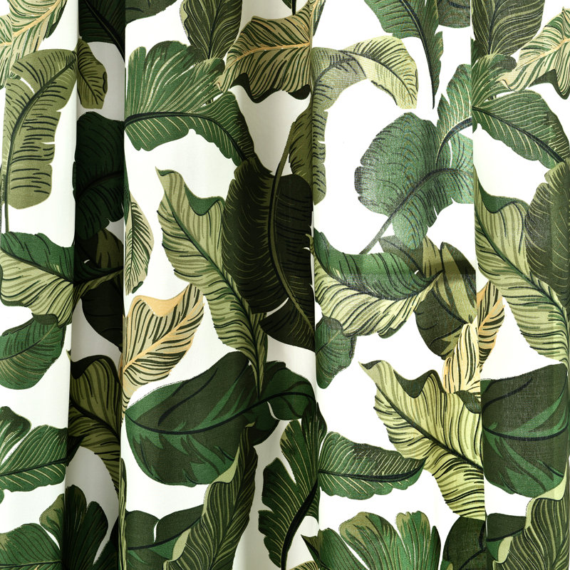 Semi Sheer Curtain Pair, Green/White, 52"W x 84"L
