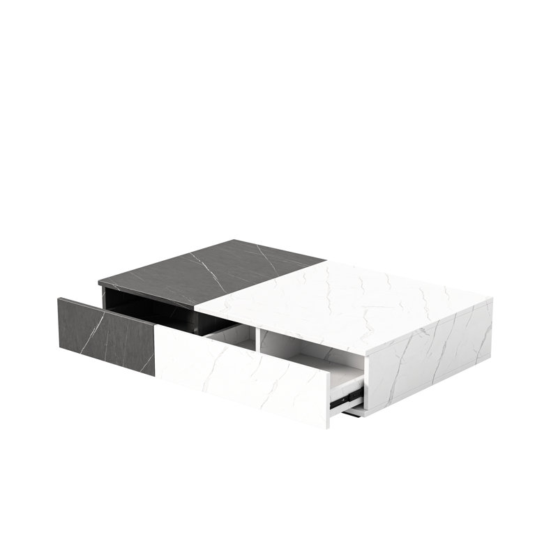 Table basse avec deux espaces de rangement pratiques dans un style esthétique moderne et marbre