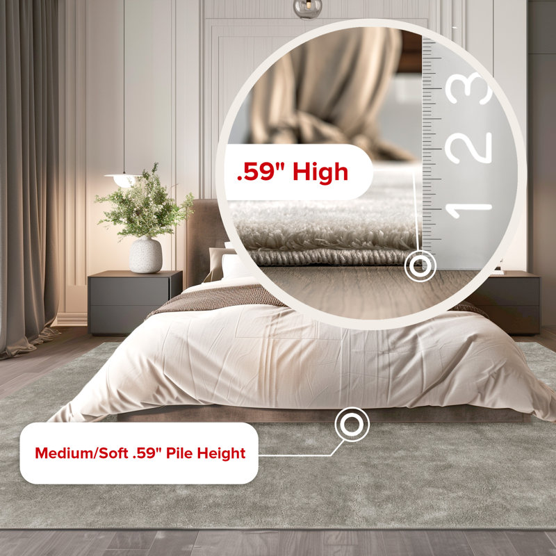 Loni Solid Machine Washable Accent Shag Rug for Living Room Bedroom Dining Room Nursery Entryway, Rectangle 3' x 5'