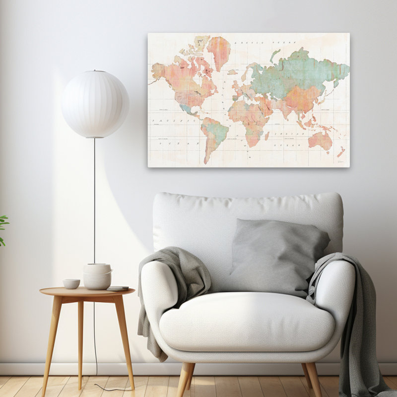 Across The World V3 - Continents Green Grids Cartes, H 36 po x l 24 po