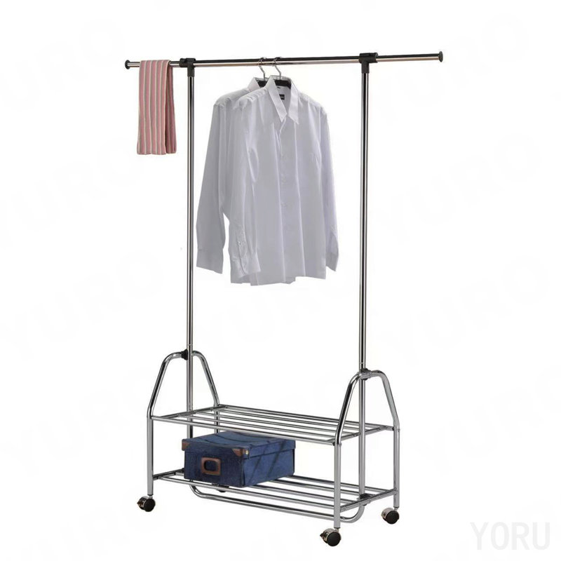 Barre à vêtements extensible en métal chromé