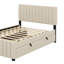 Lit plateforme double en velours avec lit gigogne-868153892