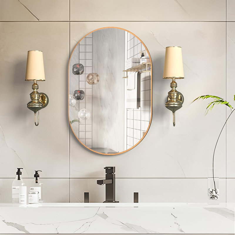 Rathana Metal Oval Mirror, Gold