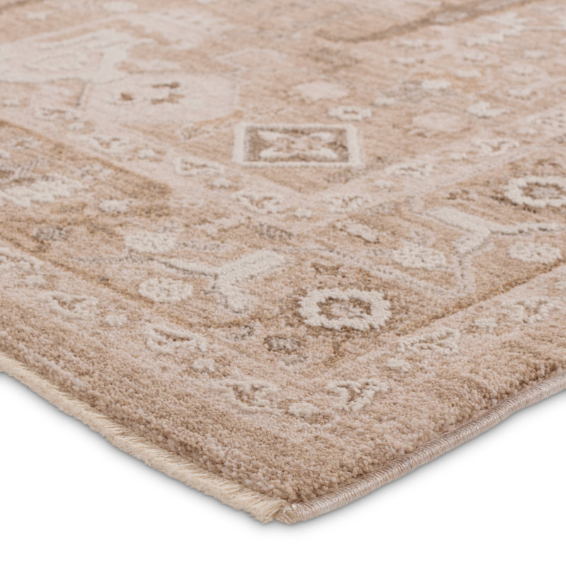 Kerin Oriental Machine Woven Polyester/Polypropylene Area Rug in Beige/Cream, Rectangle 8' x 10'
