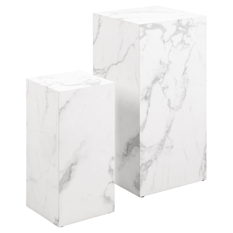 Brisilda Block End Table Set, White