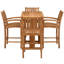 5 Piece Teak Wood Bistro Bar Set Including 55" Rectangular Hatteras Folding Table And 4 Abacho Barstools With Arms