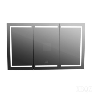 Matte Black Medicine Cabinet With Mirror, With Led Light, Bathroom Wall Cabinet