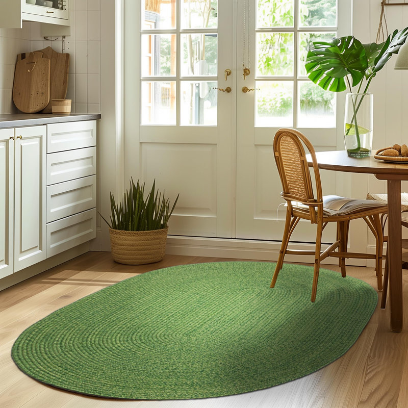 Zslater Gingham Indoor Rug, Oval 5' x 8'