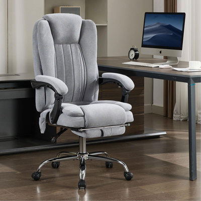 Fauteuil de massage avec chauffeur et 6 points de vibration, fauteuil de bureau de direction avec repose-pieds et accoudoirs rembourrés, dossier inclinable et roulettes
