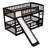 Twin Over Twin Low Bunk Bed With Slide, Ladder, And Fence For Kids And Teens, Versatile And Sturdy Design-2095956904