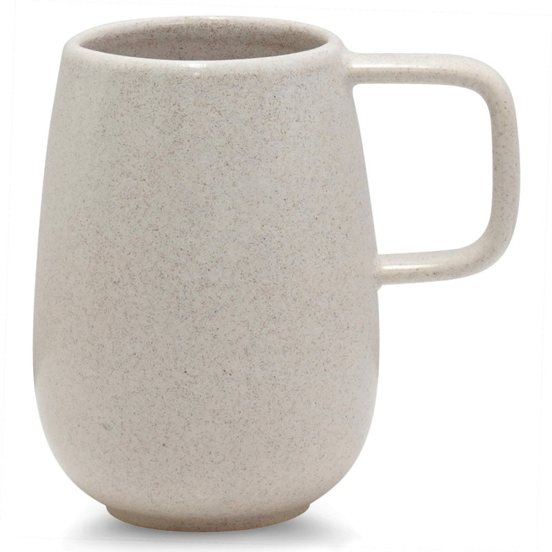 Stoneware Coffee Mug, Ivory/White Matte