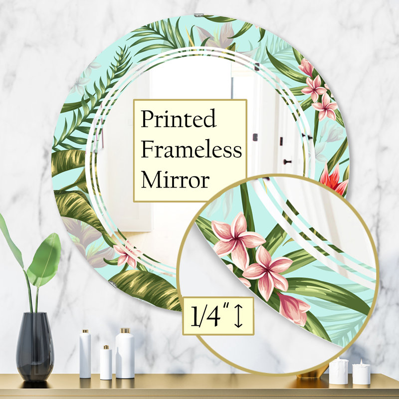Triple C Cottage Americana Frameless Wall Mirror, 31.5" H x 31.5" W, Triple C Tropical Foliage II