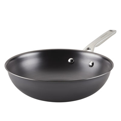Kitchenaid Nitro Carbon Steel Stir Fry Pan / Wok Pan, Stainless Steel, Induction Suitable, 10 Inch, Gray