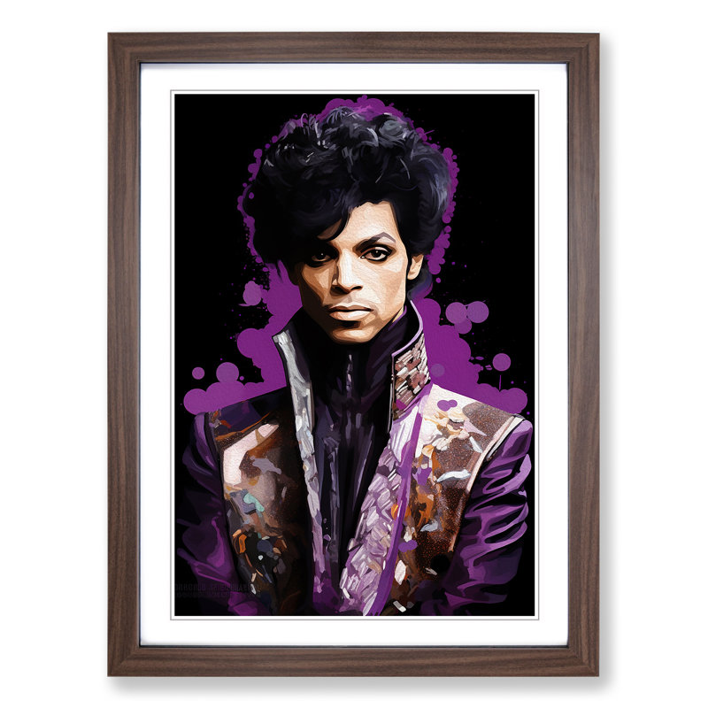 XYZ-FRM-V1223-5303 Prince Art Deco - Single Picture Frame Print on Wood, 64cm H x 46cm W x 2cm D, Walnut
