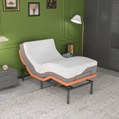 Twin XL Adjustable Bed with Pillow Tilt, 12 Inch Hybrid Mattress, Dual Massage & Wireless Remote, App Control, Underbed Light, USB & Type C Ports on both sides