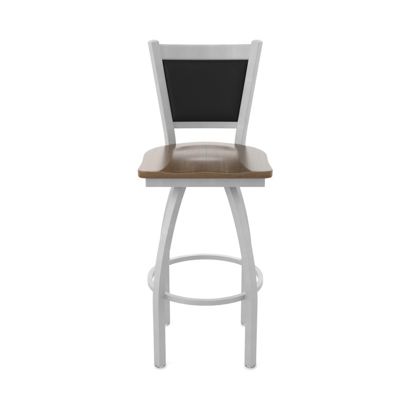 Tabouret pivotant Hadleigh, Érable foncé, Nickel anodisé, Tabouret de bar (siège d’une hauteur de 30 po)
