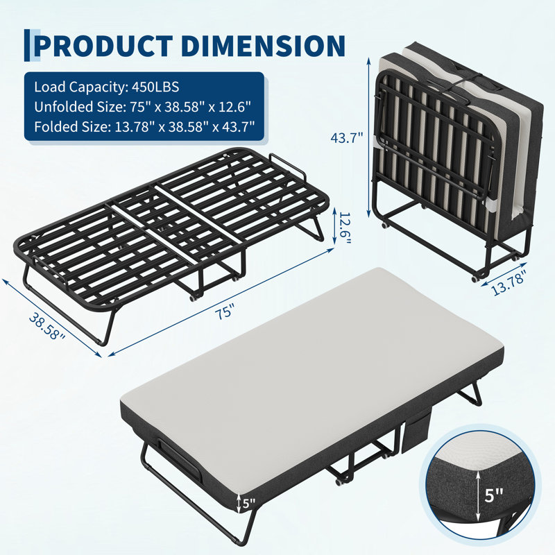 Iron Open-Frame Bed, 75*38in