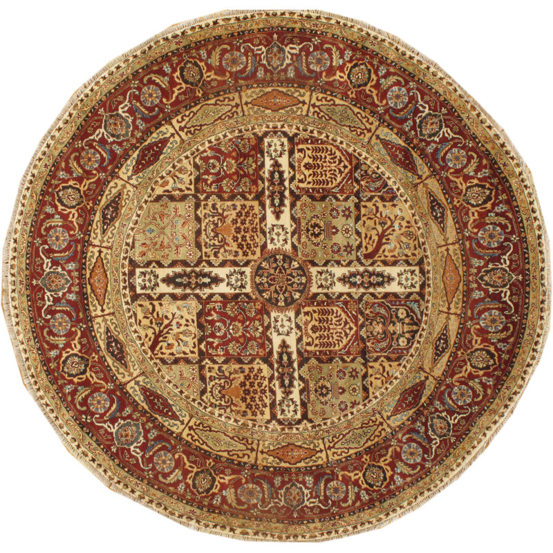 Tabriz Hand Woven Wool Oriental Area Rug, Round 7'1" × 7'1"