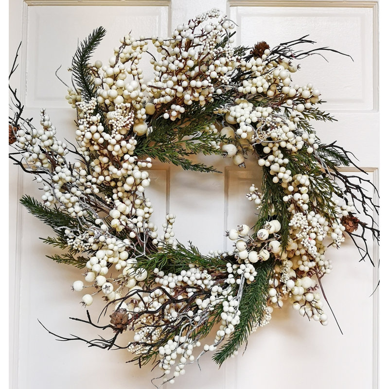 Couronne en mousse 26 po Berry Cedar, Blanc