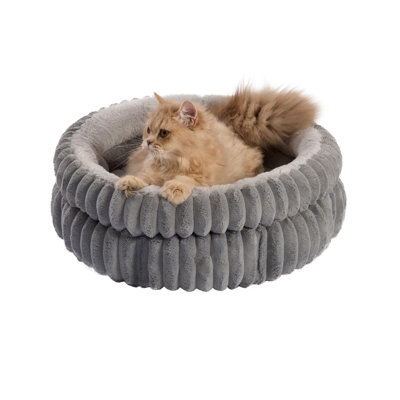 Cat Bed Kitten Bed, Washable Round Cat Beds For Indoor Cats, Super Soft Plush Faux Fur Pet Bed For Puppy And Kitten