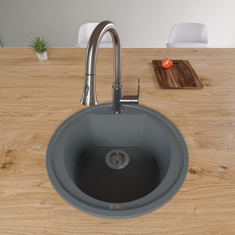 20.13'' L Single Bowl Granite Kitchen Sink, No Faucet , Titanium