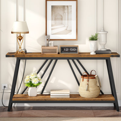 Durdham Console Table Entryway Table with Charging Station