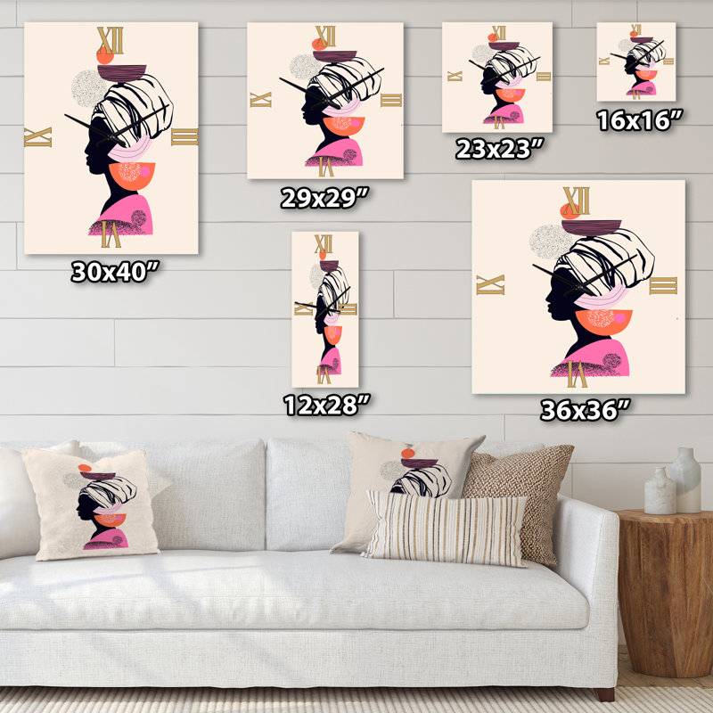Portrait ethnique d'une femme afro-américaine - Horloge murale moderne, Petit