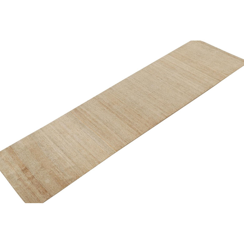 Textural Hand Knotted Wool Striped Area Rug, Runner 3' x 12'