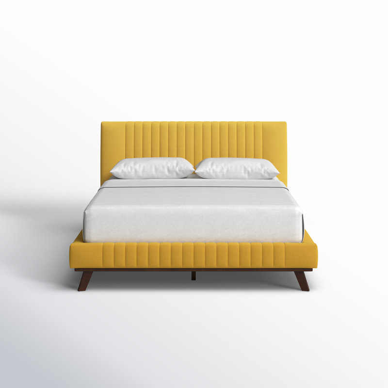 Sven Upholstered Platform Bed, Mustard, Queen