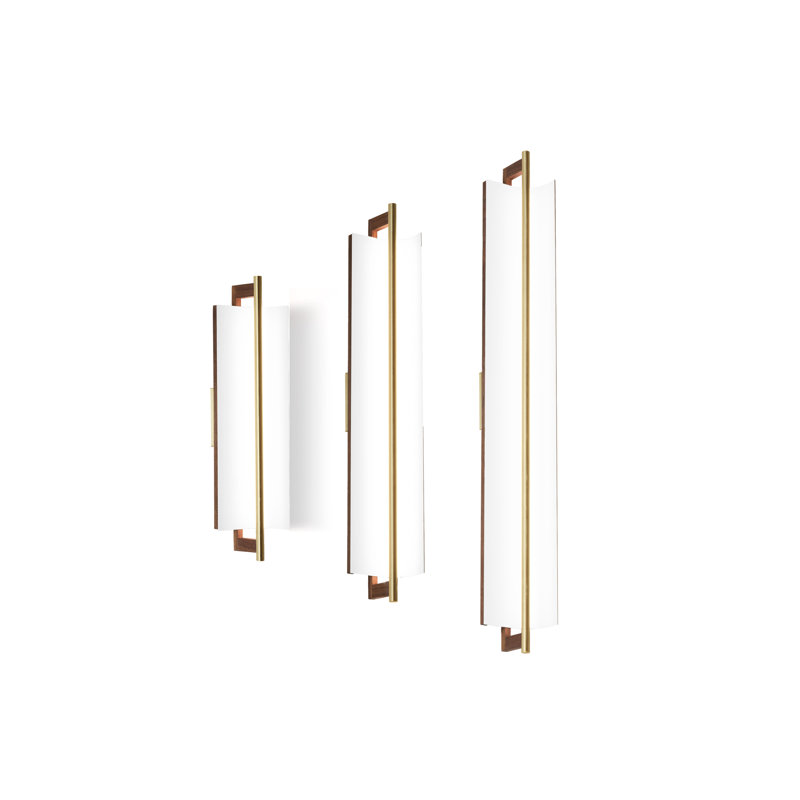 Allavo 22" Dimmable LED Bath Sconce, 3500K - 120V AC, Brushed Aluminum/Walnut, Textured White