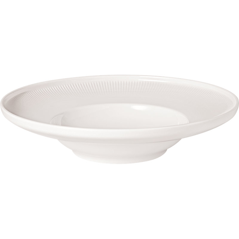 Villeroy & Boch Afina Rim Soup/PastaDeep Plate, Premium Porcelain, Made in Germany, Dishwasher and Microwave Safe, 9.75 x 2.25 in, Stackable, White