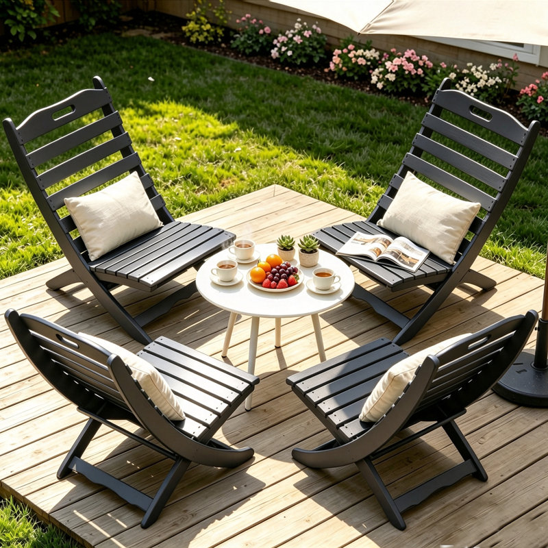 Ensemble de 4 chaises Adirondack pliantes pour l'extérieur (ensemble de 4), Gris