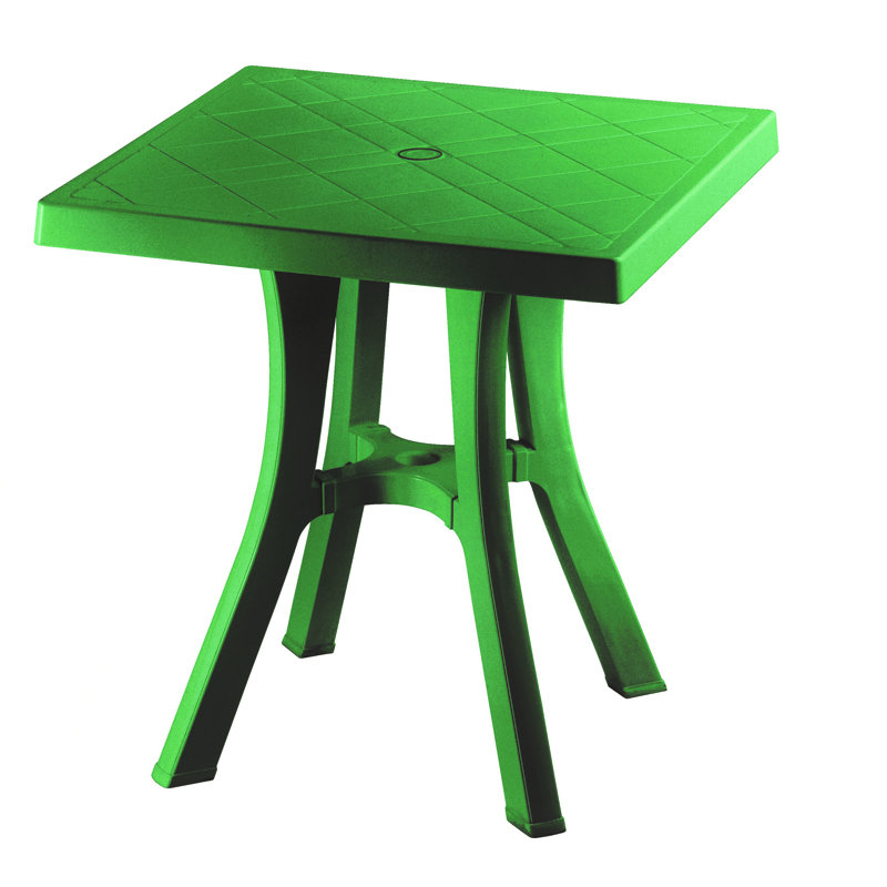 Square Outdoor Bistro Table With Umbrella Hole , 69cm cm W 69cm cm D, Forest Green