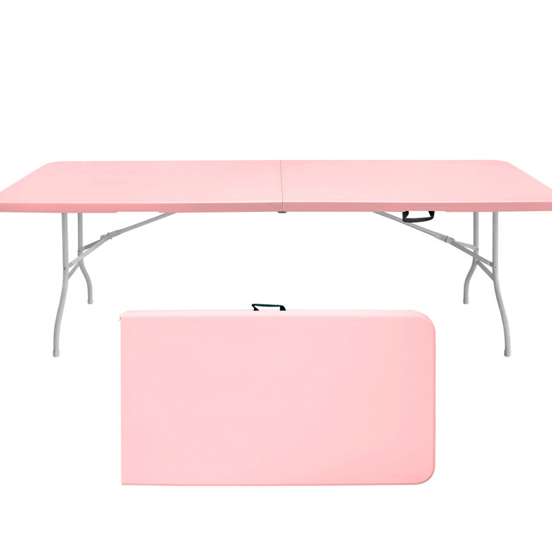 Table de camping portative rose de 8 pi - Pique-nique, fêtes, pique-nique pliable imperméable, fête, portable, imperméable, charge élevée