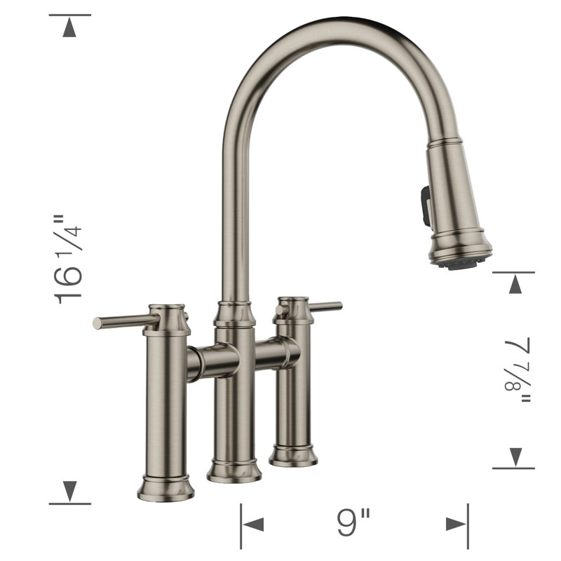 Empressa Pull-Down Dual-Spray Bridge Faucet, Satin Platinum