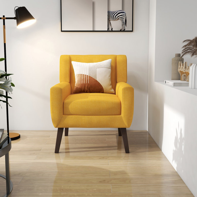 Jaqueze 73.4 Cm Wide Tufted Armchair, Yellow Linen Blend