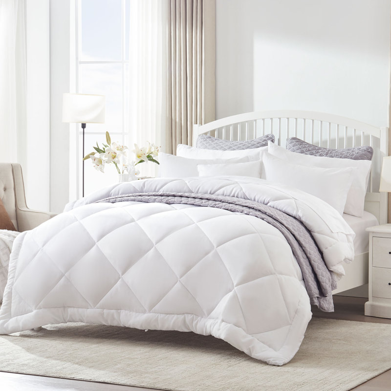 Polyester Box Stitch Comforter, Twin Comforter, White