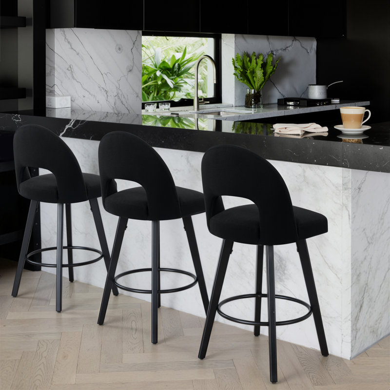 26" Swivel Counter & Bar Stool, Black, 3