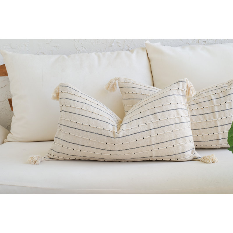 Beige Textured Lumbar with Tassels