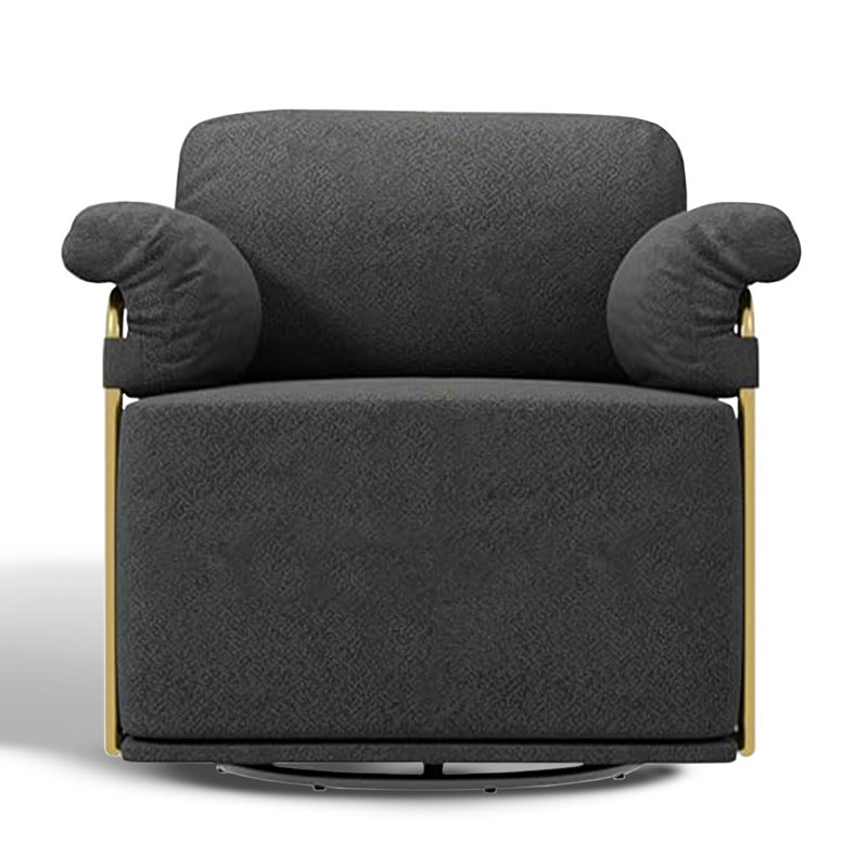 Sleeper Chair Sofa Bed, Boucle Swivel Accent Chair with Gold Frame, Black, Black