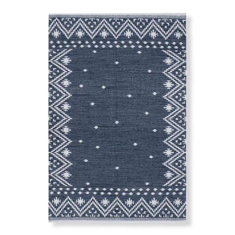 Moroccan Area Rug in Dark Navy, Rectangle 10' x 14'