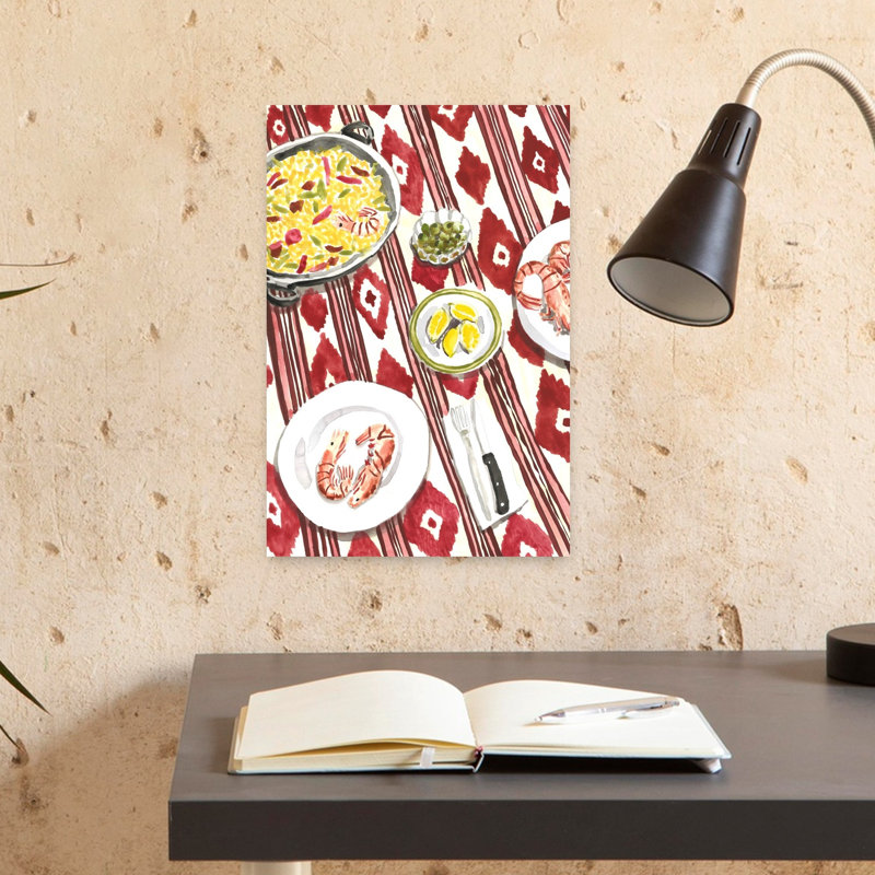 Art mural d'été traditionnel espagnol avec paella, H 18 po x l 12 po