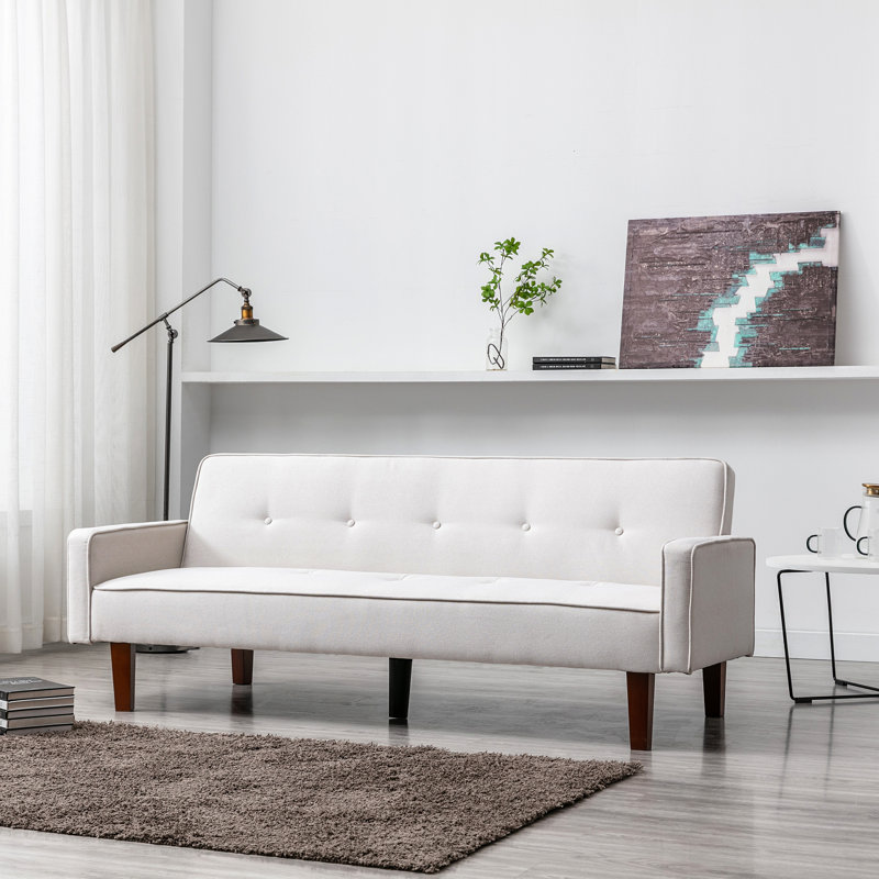 Canapé-lit à accoudoirs carrés de 75 po Nathalia, Beige