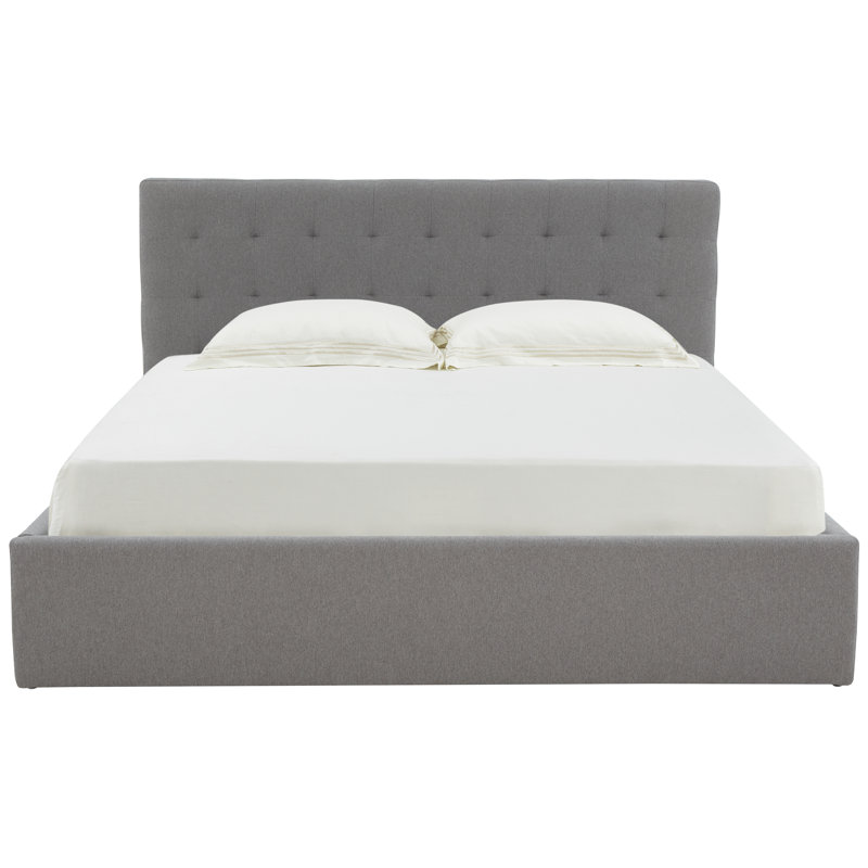 Avri Upholstered Platform Bed, King, Light Gray