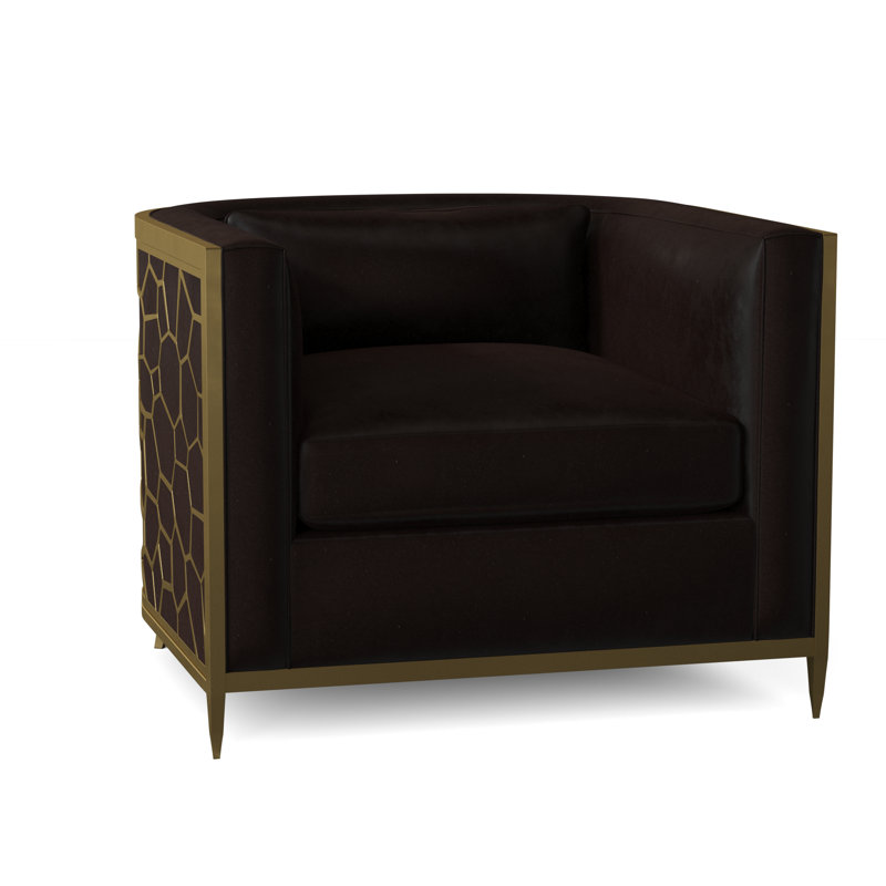 Caracole Upholstery Barrel Chair, Off-white Linen, Gold