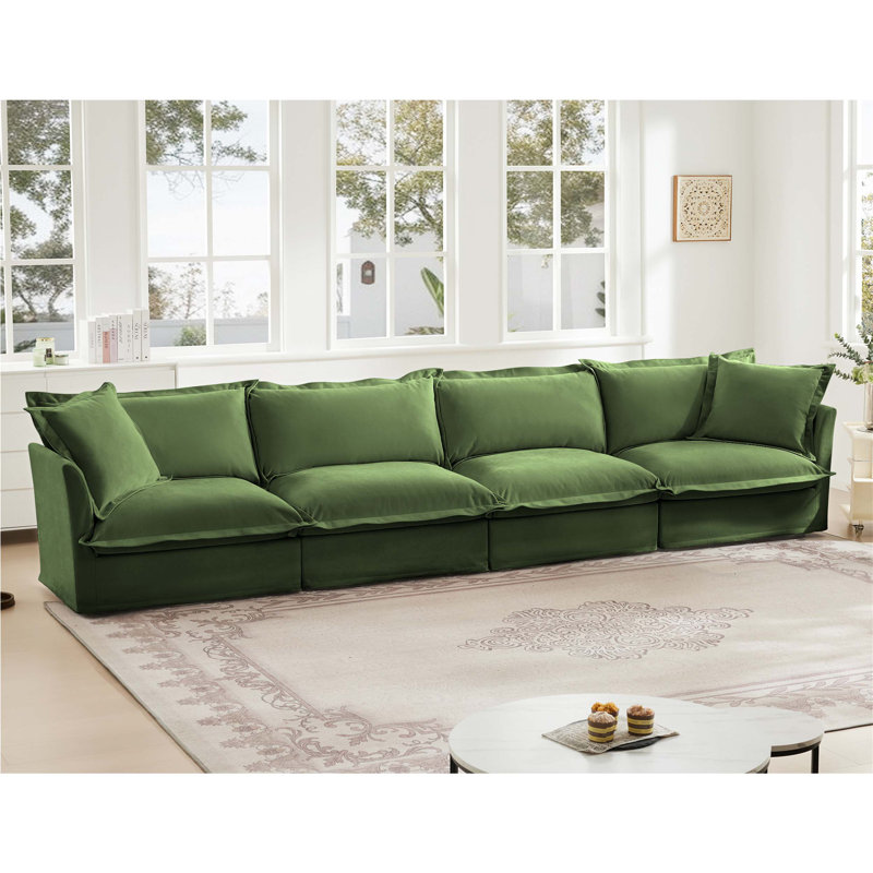 Canapé modulaire Jasiah, H 34,6 po x l 83,4 po x P 33 po, Chenille verte