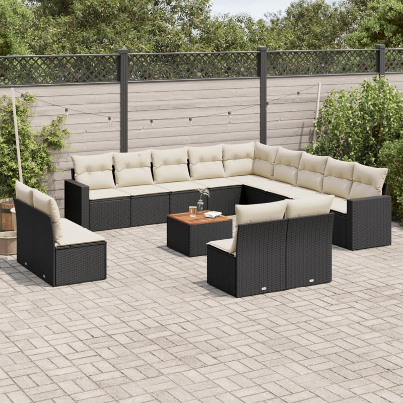 Ensemble de canapé de jardin Vidaxl noir, blanc crème