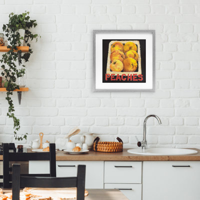 Collaged Garden Peaches Framed Print Under Glass, design by Nancy Overton