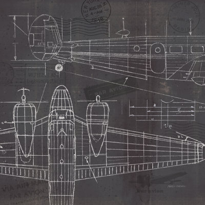 Plane Blueprint II by Marco Fabiano - Wrapped Canvas Print