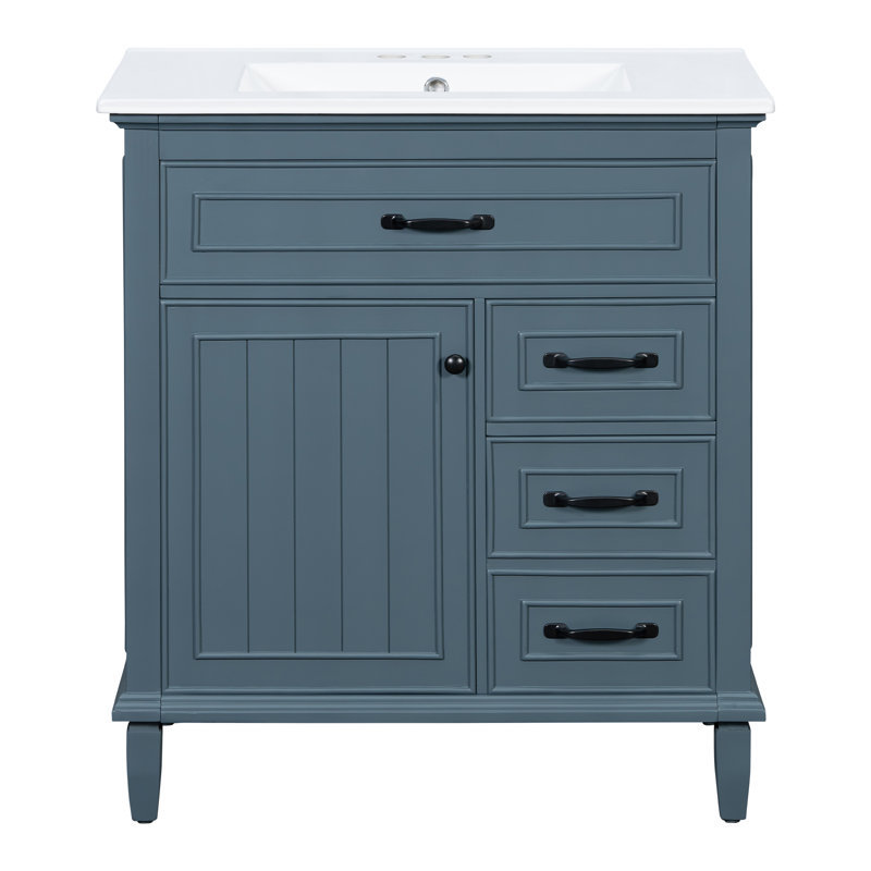 Meuble-lavabo 30 po avec lavabo, Bleu gris